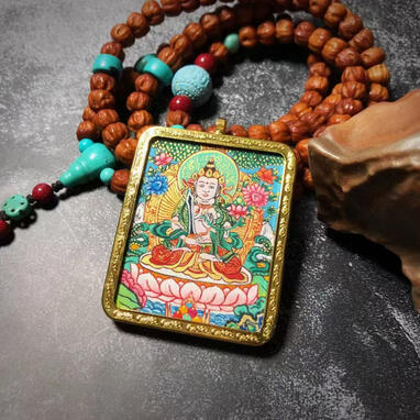 Hand-painted Thangka - 100% Mineral Pigments & 24K Gold BuuuBee Art - Authentic Himalayan Thangka by Master Lin - Hand-painted with 24K Gold and Gemstones.