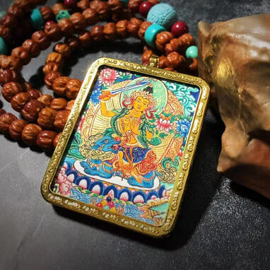 Hand-painted Thangka - 100% Mineral Pigments & 24K Gold BuuuBee Art - Authentic Himalayan Thangka by Master Lin - Hand-painted with 24K Gold and Gemstones.