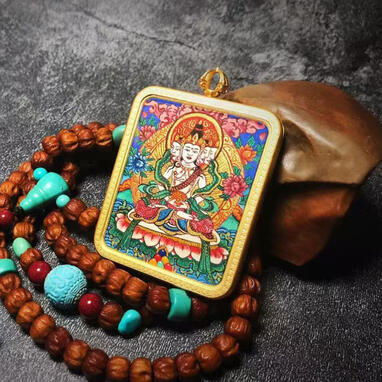 Hand-painted Thangka - 100% Mineral Pigments & 24K Gold BuuuBee Art - Authentic Himalayan Thangka by Master Lin - Hand-painted with 24K Gold and Gemstones.