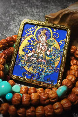 BuuuBee Art - Authentic Himalayan Thangka by Master Lin - Hand-painted with 24K Gold and Gemstones. Tibetan