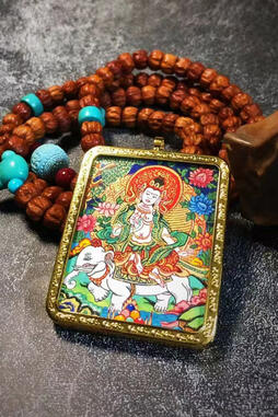 BuuuBee Art - Authentic Himalayan Thangka by Master Lin - Hand-painted with 24K Gold and Gemstones Tibetan Art