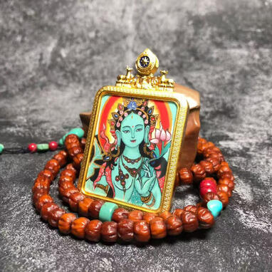 BuuuBee Art - Authentic Himalayan Thangka by Master Lin - Hand-painted with 24K Gold and Gemstones.