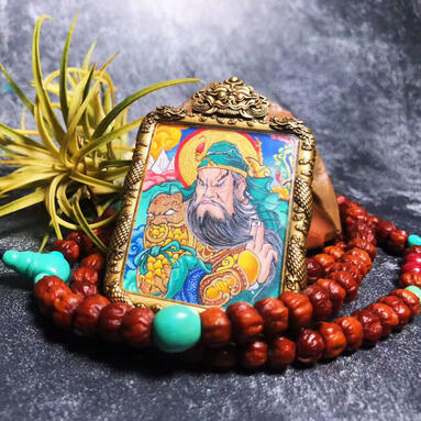 BuuuBee Art - Authentic Himalayan Thangka by Master Lin - Hand-painted with 24K Gold and Gemstones.