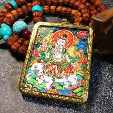 BuuuBee Art - Authentic Himalayan Thangka by Master Lin - Hand-painted with 24K Gold and Gemstones.