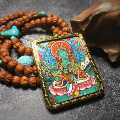 BuuuBee Art - Authentic Himalayan Thangka by Master Lin - Hand-painted with 24K Gold and Gemstones.