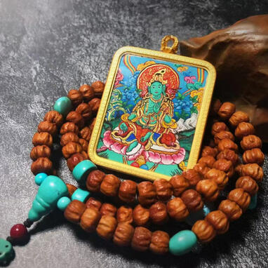 BuuuBee Art - Authentic Himalayan Thangka by Master Lin - Hand-painted with 24K Gold and Gemstones.