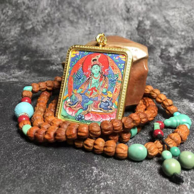 BuuuBee Art - Authentic Himalayan Thangka by Master Lin - Hand-painted with 24K Gold and Gemstones.