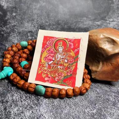 BuuuBee Art - Authentic Himalayan Thangka by Master Lin - Hand-painted with 24K Gold and Gemstones.