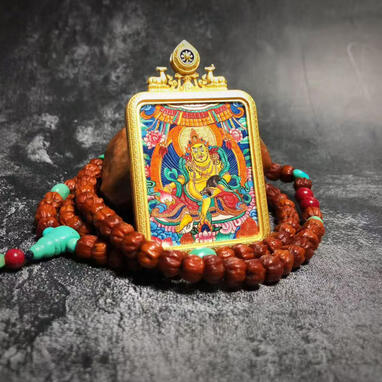 BuuuBee Art - Authentic Himalayan Thangka by Master Lin - Hand-painted with 24K Gold and Gemstones.