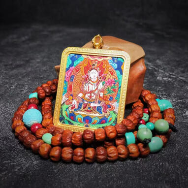BuuuBee Art - Authentic Himalayan Thangka by Master Lin - Hand-painted with 24K Gold and Gemstones.