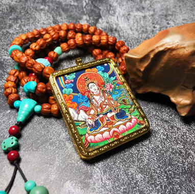 BuuuBee Art - Authentic Himalayan Thangka by Master Lin - Hand-painted with 24K Gold and Gemstones.