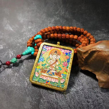 BuuuBee Art - Authentic Himalayan Thangka by Master Lin - Hand-painted with 24K Gold and Gemstones Tibetan Art